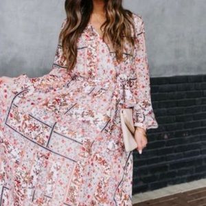 Aakaa Cream Long Sleeve Maxi Dress